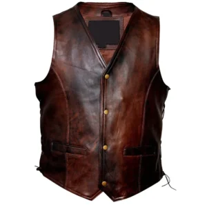 Motorbike Leather Vests Men