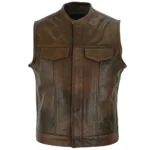 Motorbike Leather Vests Men